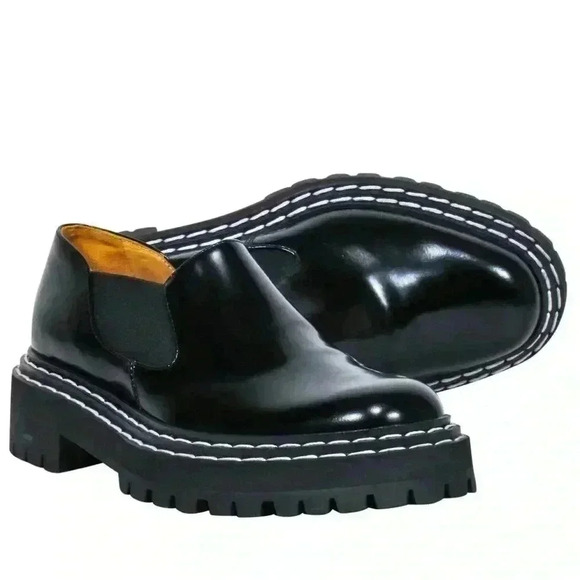 Proenza Schouler Shoes - NEW Proenza Schouler Black Patent Leather Chunky Platform Loafers EU 37.5 US 7.5